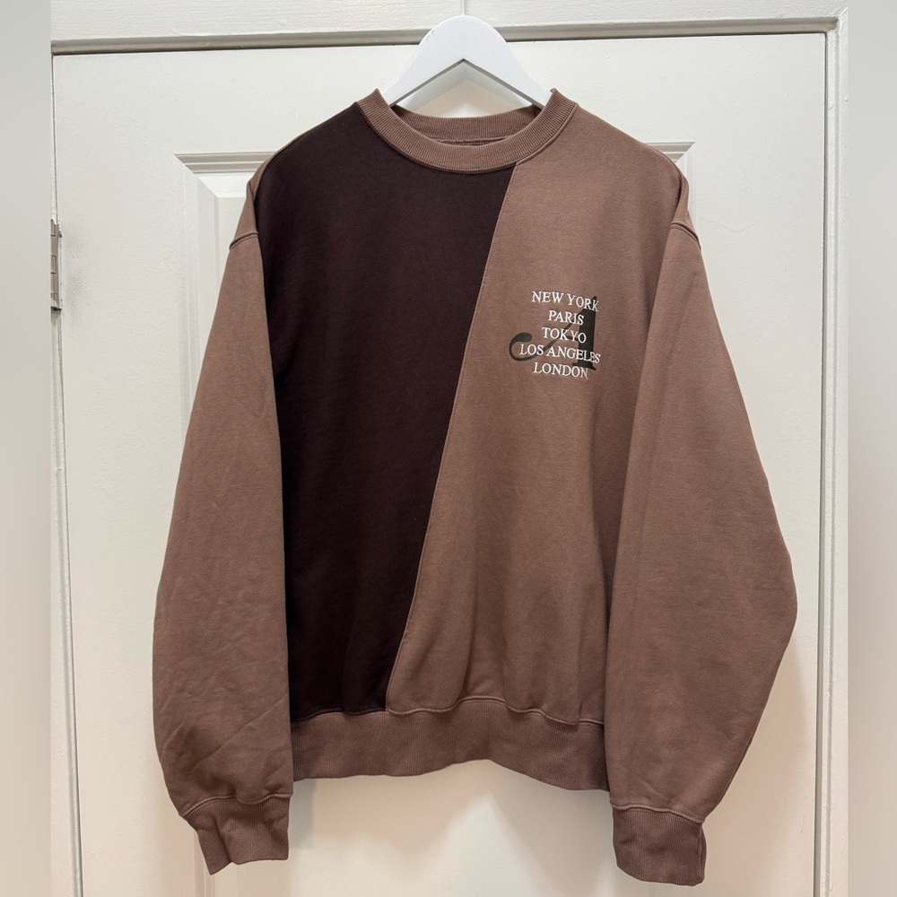 Awake NY Brown Two-Tone Split City Sweatshirt